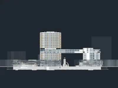 Office building combined with commercial center and hotel 3D model