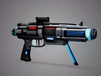 Futuristic Sci-Fi Laser Rifle Paint a sleek Low-poly 3D model
