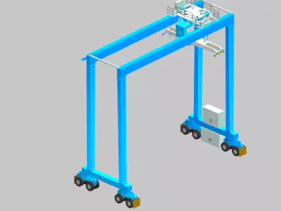 RTG Crane - Rubber Tyred Gantry Crane Low-poly 3D model