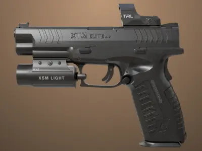 Pistol 06 Black Generic All PBR Unity UE Textures Included Low-poly 3D model