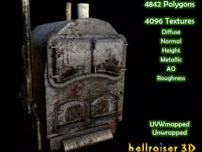 Boiler Furnace - PBR - Old Textured Low-poly 3D model