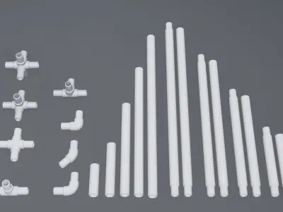 Plastic Water Pipes kitbash Low-poly 3D model