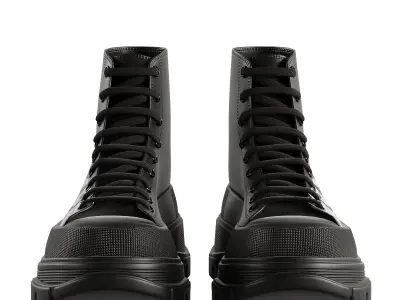 Alexander Mcqueen Tread Slick Boots in Black white  Low-poly 3D model