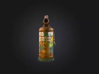 Post Fire Extinguisher Low-poly 3D model