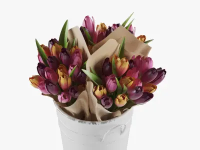 Flowers In Bucket 3D model