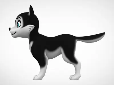 Husky Puppy Low-poly 3D model