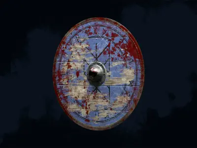 Viking shield 6 - Bloodied Relic Low-poly 3D model