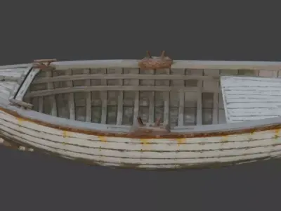 Old Wooden Rowboat Weathered 3D Model 3D model