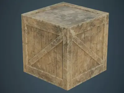 Wooden Box 1B Low-poly 3D model