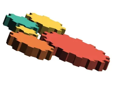 Simple low-poly cogs Low-poly 3D model