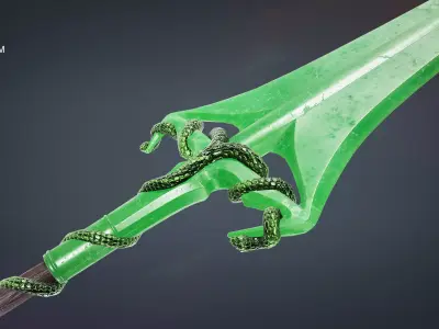 Fantasy Hallberd Low-poly 3D model