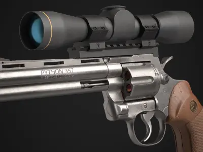 Python Revolver 6 -Telescopic Sight Low-poly 3D model