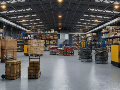 Modern Warehouse Interior Cargo Shelves High Poly 3D Model Low-poly 3D model