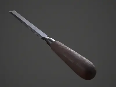  Lowpoly model of tools mallet hammer chisel nails Low-poly 3D model