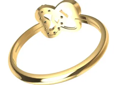Anillo corazones cruzados fabricable 3D model