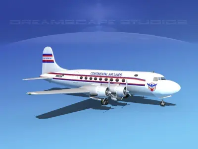 Douglas DC-4 Continental Airlines 3D model