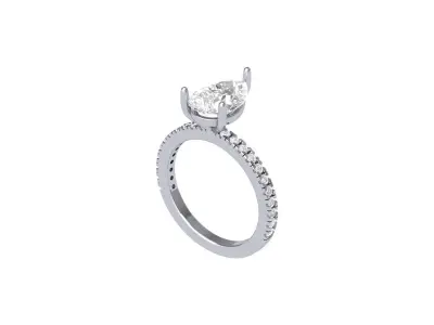 Pear Solitaire Ring 3D print model 4