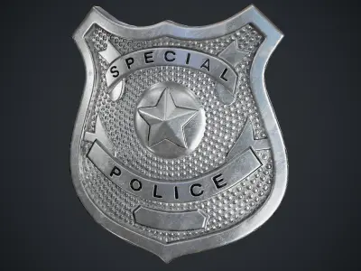 Law Enforcement Low poly Badges 3D Model Pack