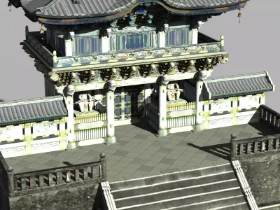 Nikko Tosho-gu Japanese Temple Gate Low-poly 3D model