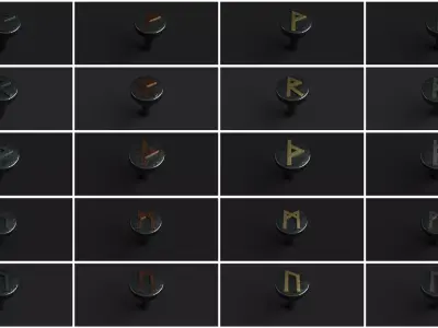 Forged Rivets Large Decorative Rune Elements 19 Pack 5 Textures Low-poly 3D model
