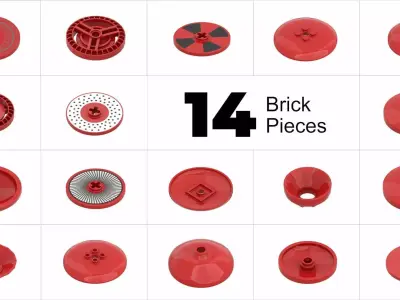 TwindBricks3D - 14 Technic Disk collection 3D print model