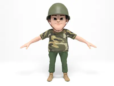 Cartoon Soldier Low-poly 3D model