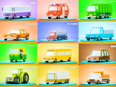 Low Poly Game-Ready Vehicle Pack   Low-poly 3D model