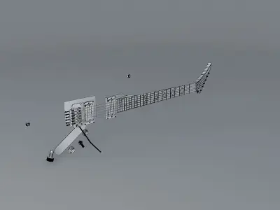 Guitar neck with components Free 3D model