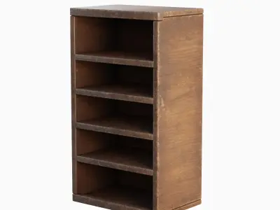 Old Wooden Bookshelf 01  Low-poly 3D model