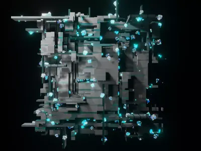 Glowing Sci-Fi Cube Low-poly 3D model