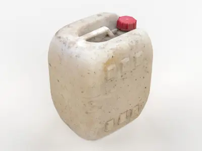 Plastic White Jerrycan 2 Red Cap Scan Low-poly 3D model