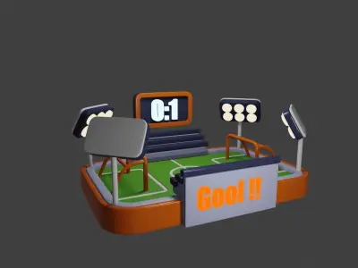  Stadium Stylized - Beautiful Stylized Playing Ground Low-poly 3D model