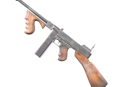 Thompson submachine gun smg Low-poly 3D model
