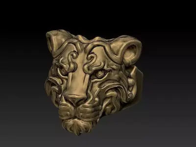 LIONESS RING FEMALE LION 3D print model