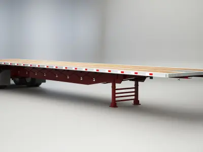 Flatbed Semi-Truck Trailer  purchase 3D model