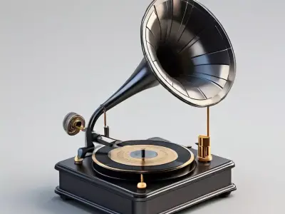 Vintage Gramophone 3D Model Low-poly 3D model