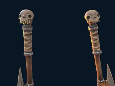 Battle double axes Low-poly 3D model
