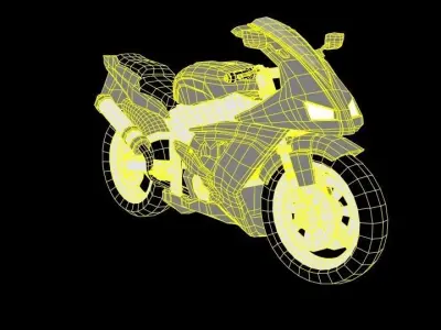 Yamoto motorcycle Low-poly 3D model
