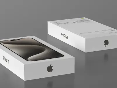 Apple iPhone 15 Pro Max Natural Titanium Packaging Box 3D model