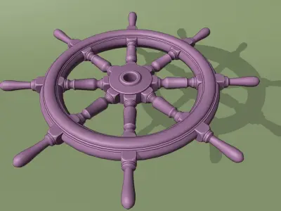 ship wooden steering wheel with pbr textures 3D model