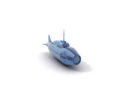 Dark Blue Submarine model pack Low-poly 3D model