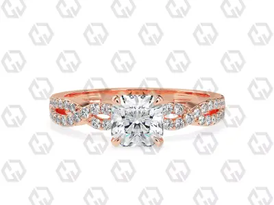Ring 150 Radiant shape twisted shank pave set ring 3D print model