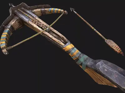 Medieval Crossbow and Arrow Bolt Weapon   Low-poly 3D model