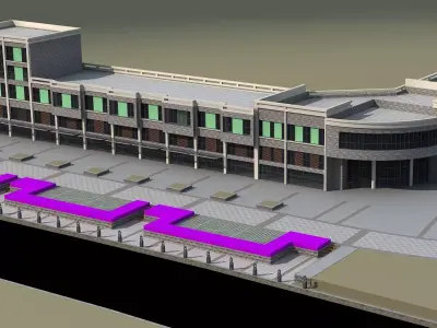 Architecture building with lines 3D model