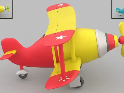 Cartoon airplane  Low-poly 3D model