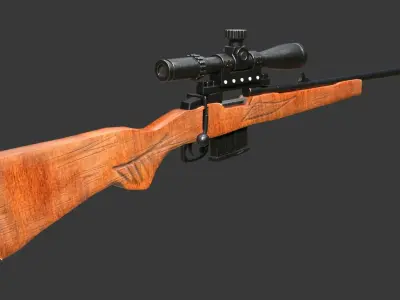 A WW2 sniper rifle high quality 3D model Low-poly 3D model