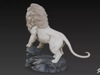 Lion Statue V27 Low-poly 3D model
