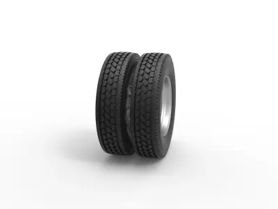 Rear custom wheel of semi truck Version 4 Scale 1 to 25 3D print model
