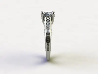10051 diamond engagement ring with intricate filigree design 3D print model