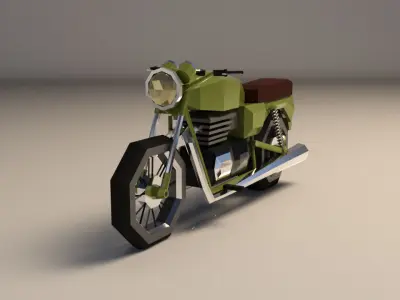 Low Poly Motorcycle 01 Low-poly 3D model